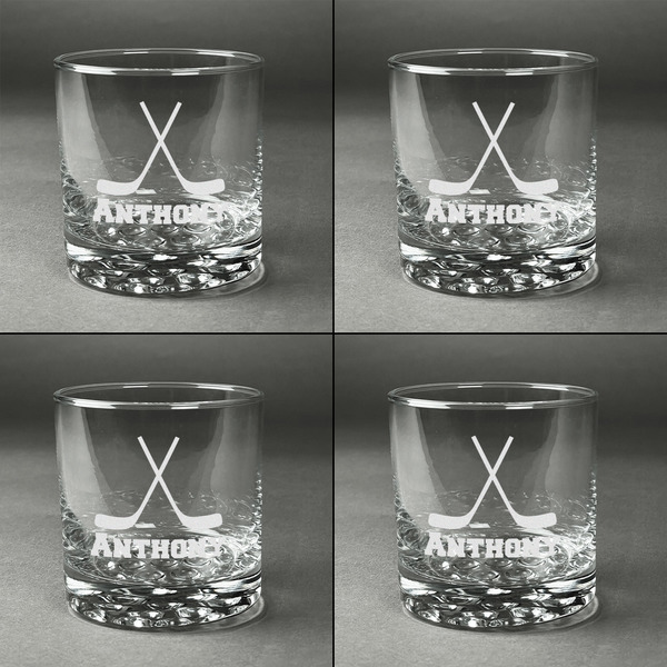 Hockey 2 Whiskey Glasses - Set of 4 all Engraved