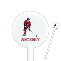 Hockey 2 5.5" Round Plastic Stir Sticks - White - Double Sided (Personalized)