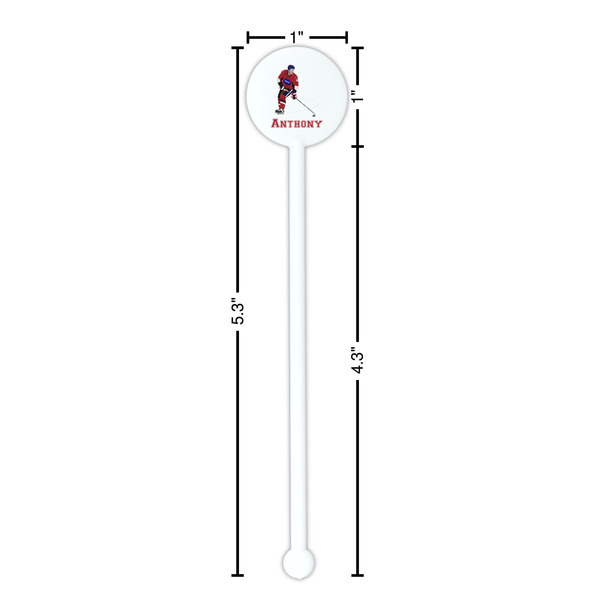 Hockey 2 White Plastic 5.5" Stir Stick - Round - Dimensions