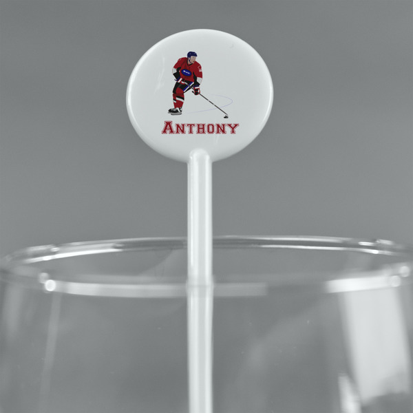 Hockey 2 White Plastic 5.5" Stir Stick - Round - Main
