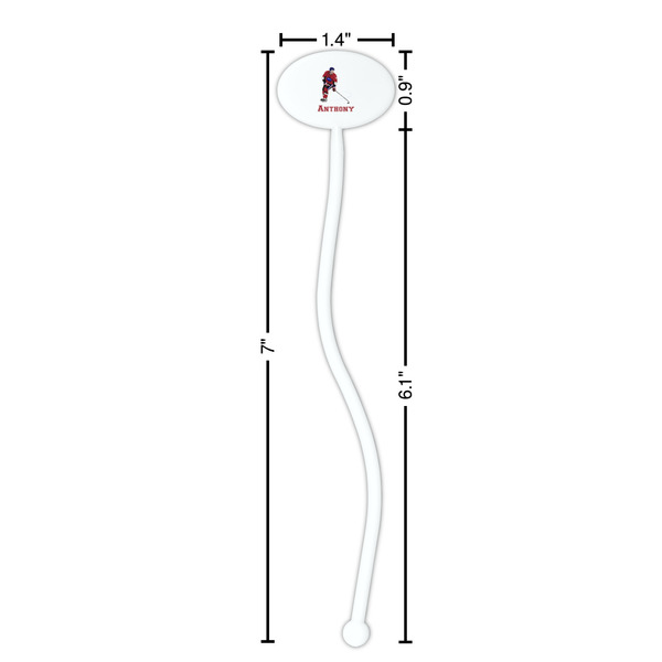 Hockey 2 White Plastic 7" Stir Stick - Oval - Dimensions