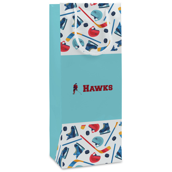 Custom Hockey 2 Wine Gift Bags - Gloss (Personalized)