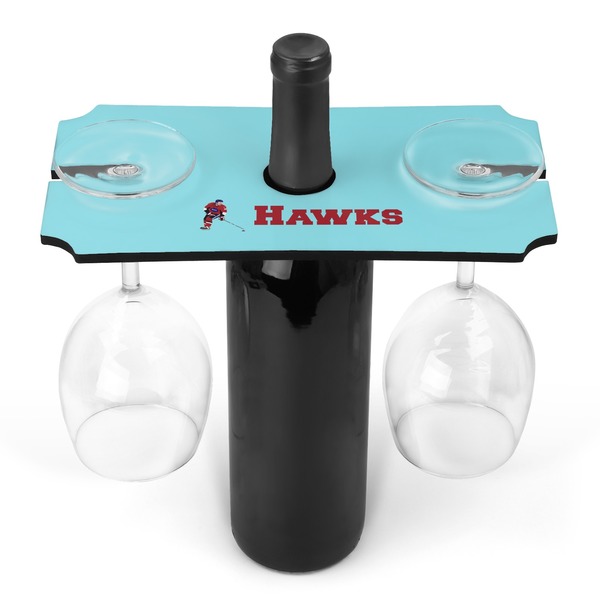 Custom Hockey 2 Wine Bottle & Glass Holder (Personalized)