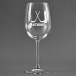 Hockey 2 Wine Glass - Engraved (Personalized)