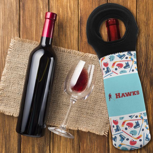 Hockey 2 Wine Tote Bag - FLATLAY