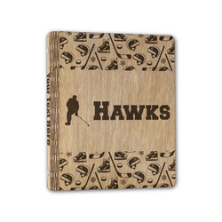 Hockey 2 Wood 3-Ring Binder - 1" Half-Letter Size (Personalized)