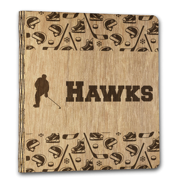 Custom Hockey 2 Wood 3-Ring Binder - 1" Letter Size (Personalized)