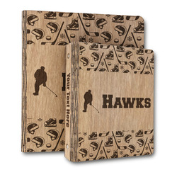 Hockey 2 Wood 3-Ring Binder (Personalized)