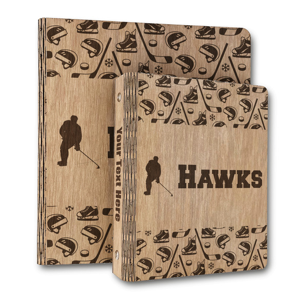Custom Hockey 2 Wood 3-Ring Binder (Personalized)