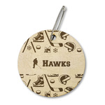 Hockey 2 Wood Luggage Tag - Round (Personalized)