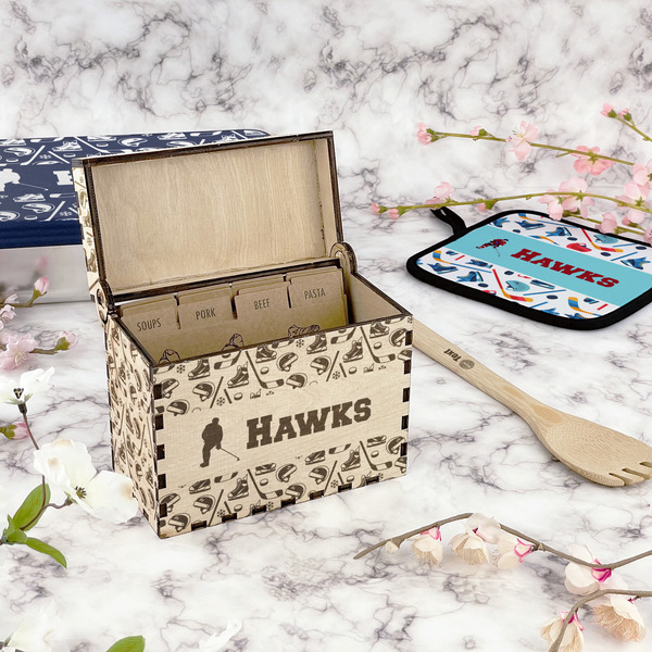 Hockey 2 Wood Recipe Boxes - Lifestyle