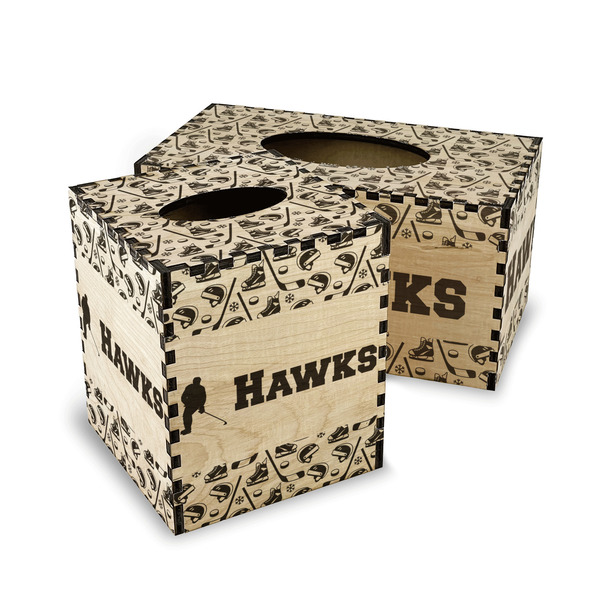 Hockey 2 Wood Tissue Box Covers - Parent/Main