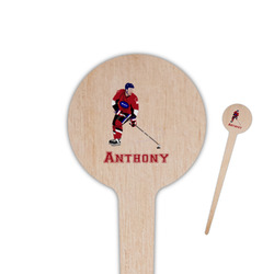 Hockey 2 4" Round Wooden Food Picks - Single Sided (Personalized)