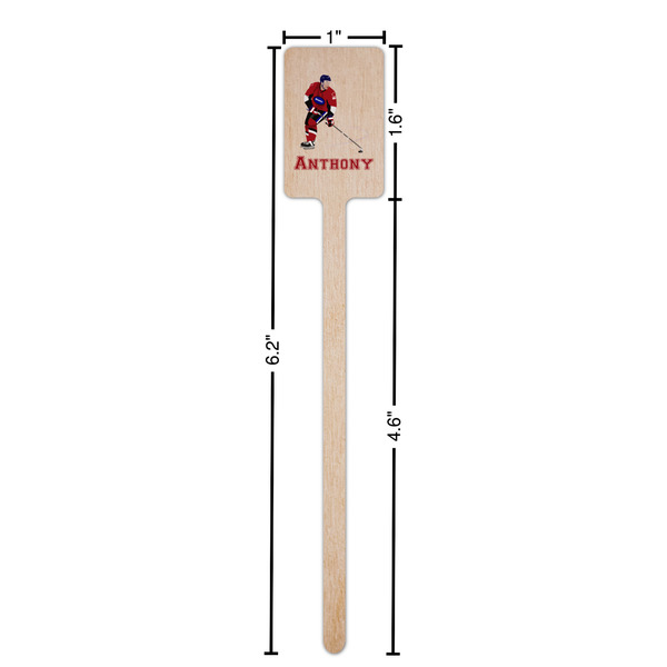 Hockey 2 Wooden 6.25" Stir Stick - Rectangular - Dimensions