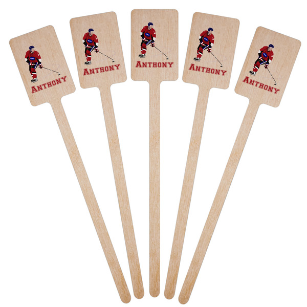 Hockey 2 Wooden 6.25" Stir Stick - Rectangular - Fan View