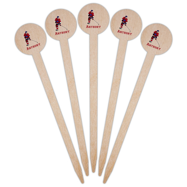 Hockey 2 Wooden 6" Food Pick - Round - Fan View