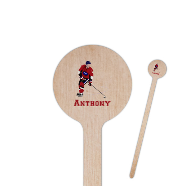 Custom Hockey 2 6" Round Wooden Stir Sticks - Double Sided (Personalized)
