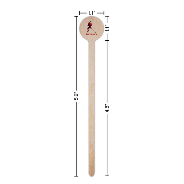 Hockey 2 Wooden 6" Stir Stick - Round - Dimensions