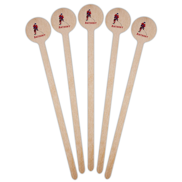 Hockey 2 Wooden 6" Stir Stick - Round - Fan View