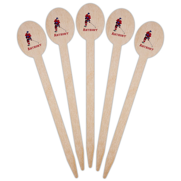 Hockey 2 Wooden Food Pick - Oval - Fan View