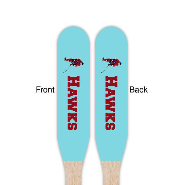 Hockey 2 Wooden Food Pick - Paddle - Double Sided - Front & Back
