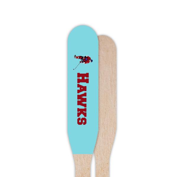 Hockey 2 Wooden Food Pick - Paddle - Single Sided - Front & Back