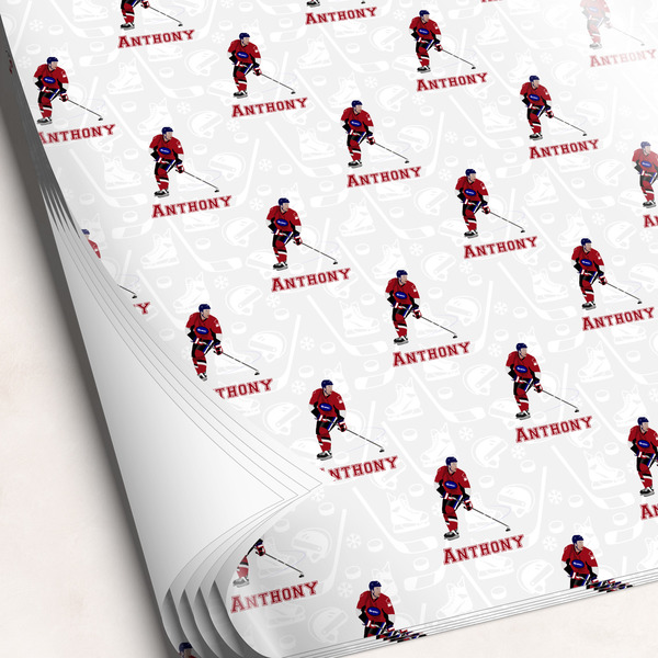 Custom Hockey 2 Wrapping Paper Sheets - Single-Sided - 20" x 28" (Personalized)