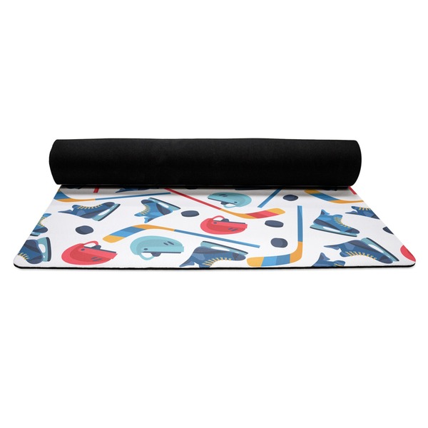 Hockey 2 Yoga Mat Rolled up Black Rubber Backing