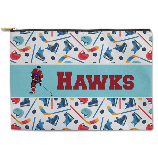 Custom Hockey 2 Zipper Pouch - Large - 12.5"x8.5" (Personalized)