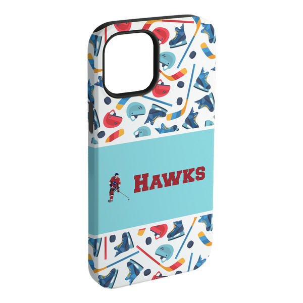 Custom Hockey 2 iPhone Case - Rubber Lined - iPhone 15 Plus (Personalized)