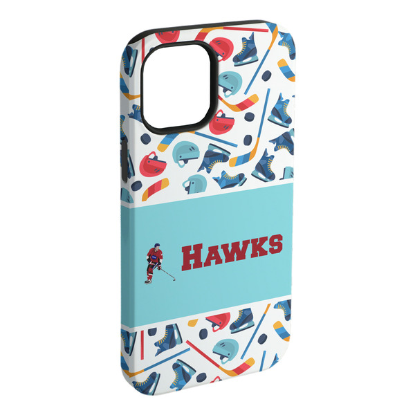 Custom Hockey 2 iPhone Case - Rubber Lined - iPhone 15 Pro Max (Personalized)