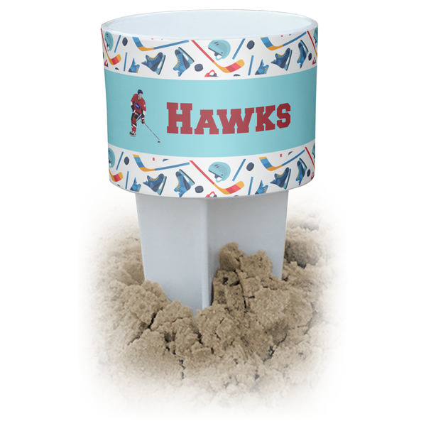 Custom Hockey 2 White Beach Spiker Drink Holder (Personalized)