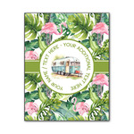 Flamingo & Camping Wood Print - 11" x 14" (Personalized)