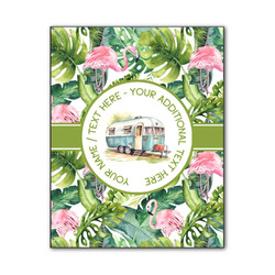 Flamingo & Camping Wood Print - 11" x 14" (Personalized)