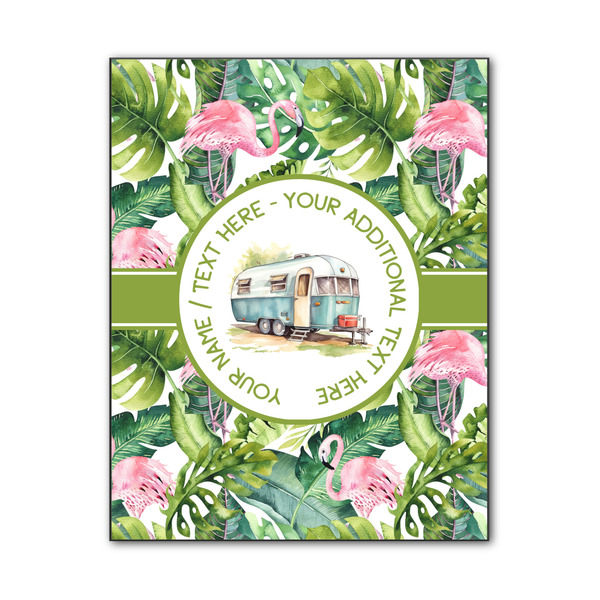 Custom Flamingo & Camping Wood Print - 11" x 14" (Personalized)