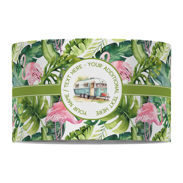 Flamingo & Camping 12" Drum Lampshade - FRONT (Fabric)