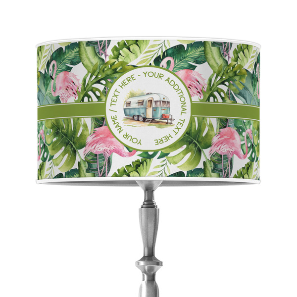 Custom Flamingo & Camping 12" Drum Lamp Shade - Poly-film (Personalized)