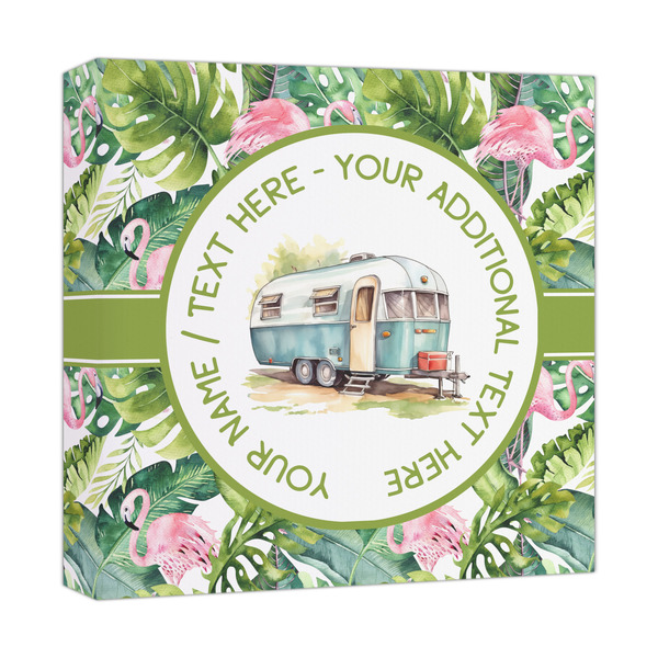 Custom Flamingo & Camping Canvas Print - 12" x 12" (Personalized)