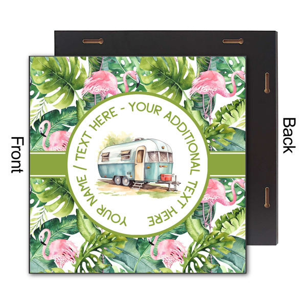 Flamingo & Camping 12x12 Wood Print - Front & Back View