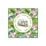 Flamingo & Camping Wood Print - 12" x 12" (Personalized)