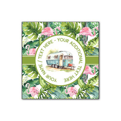 Flamingo & Camping Wood Print - 12" x 12" (Personalized)