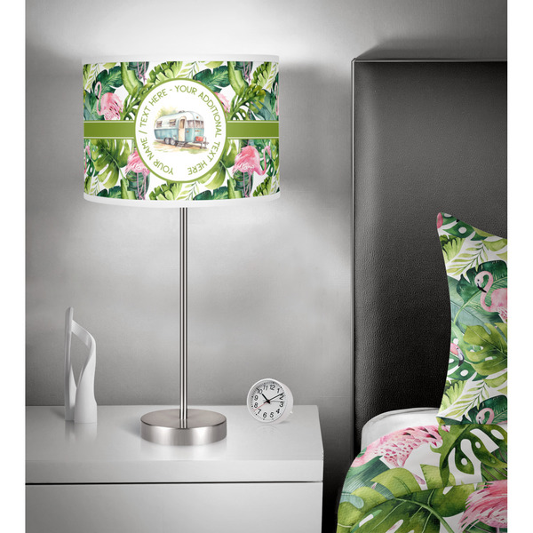 Flamingo & Camping 13" Drum Lampshade - In Room