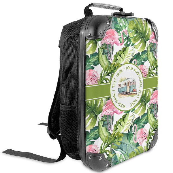 Custom Flamingo & Camping Kids Hard Shell Backpack (Personalized)