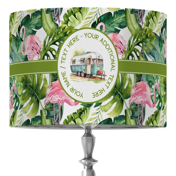Custom Flamingo & Camping 16" Drum Lamp Shade - Fabric (Personalized)