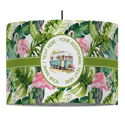 Flamingo & Camping 16" Drum Pendant Lamp - Fabric (Personalized)