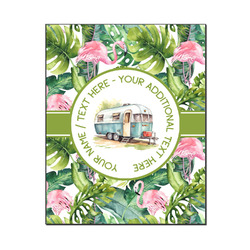 Flamingo & Camping Wood Print - 16" x 20" (Personalized)