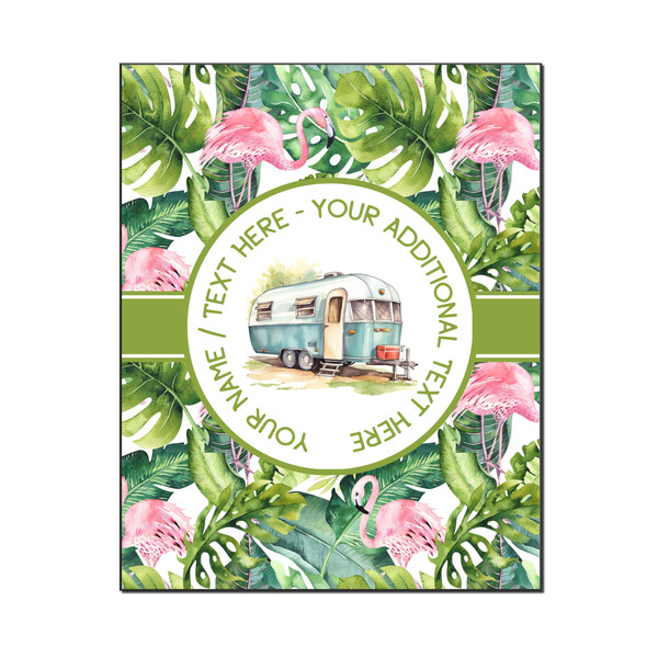 Custom Flamingo & Camping Wood Print - 16" x 20" (Personalized)