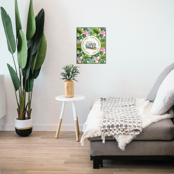 Flamingo & Camping 16x20 Wood Print - In Context