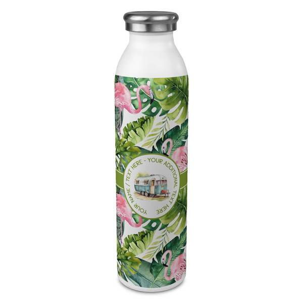 Custom Flamingo & Camping 20oz Stainless Steel Water Bottle - Full Print (Personalized)