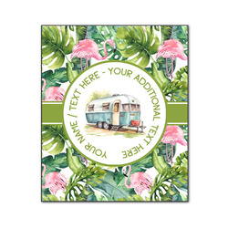 Flamingo & Camping Wood Print - 20" x 24" (Personalized)